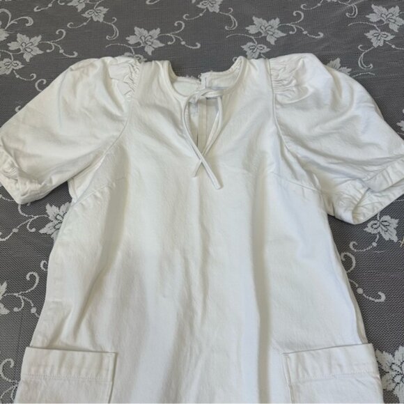 Citizens of Humanity Delilah Puff Sleeved White Denim Dress Sz XS - Picture 3 of 10